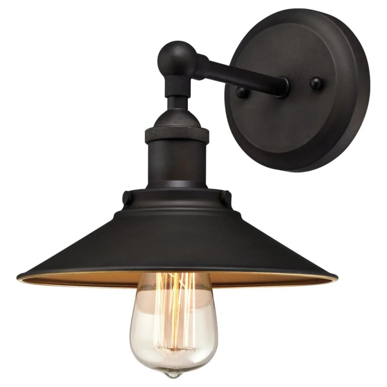 Light 8-9/16" Tall Wall Sconce with Oil Rubbed Bronze Metal Shade