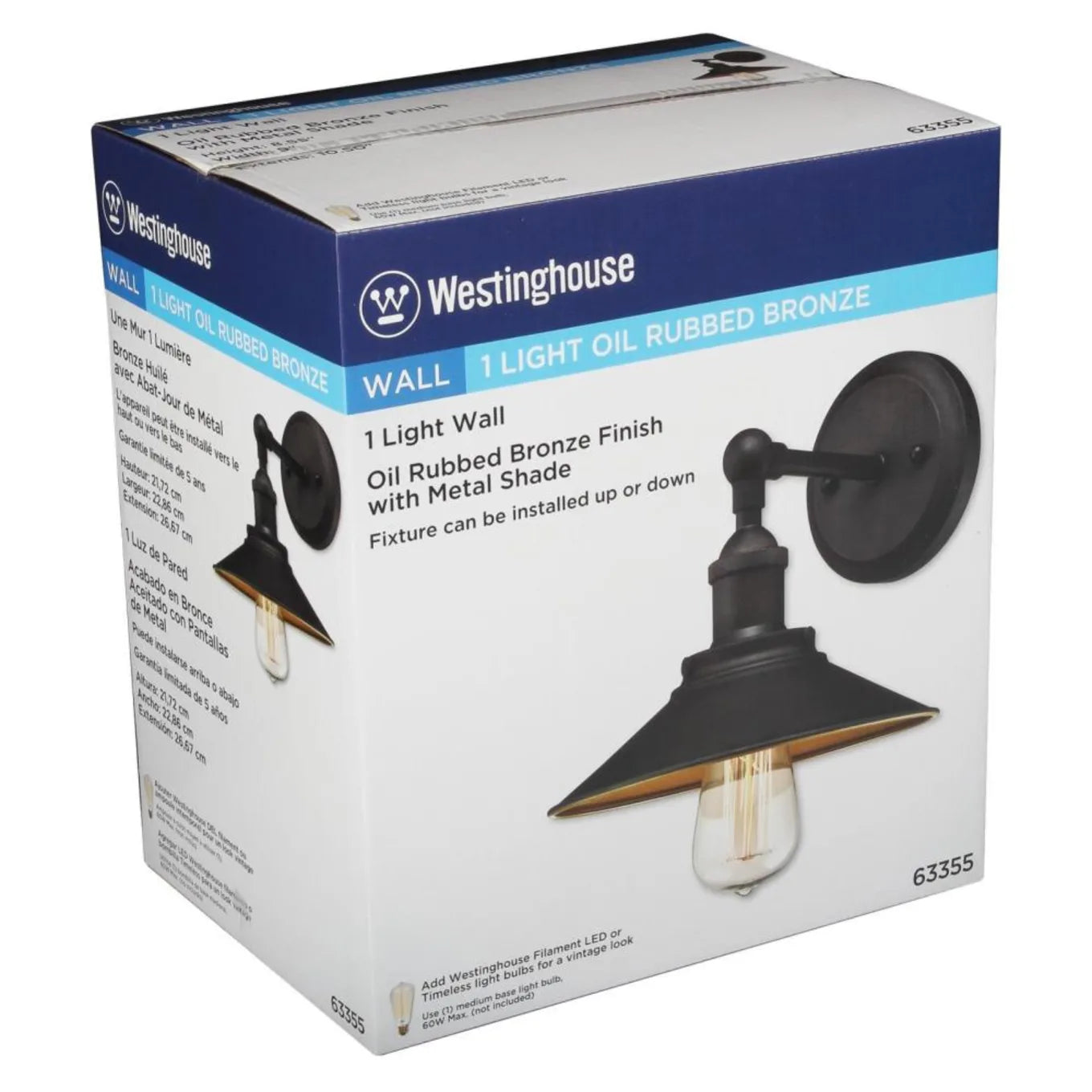 Light 8-9/16" Tall Wall Sconce with Oil Rubbed Bronze Metal Shade