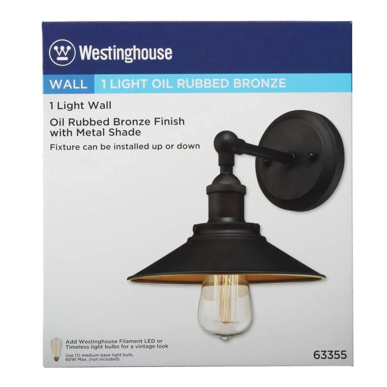 Light 8-9/16" Tall Wall Sconce with Oil Rubbed Bronze Metal Shade